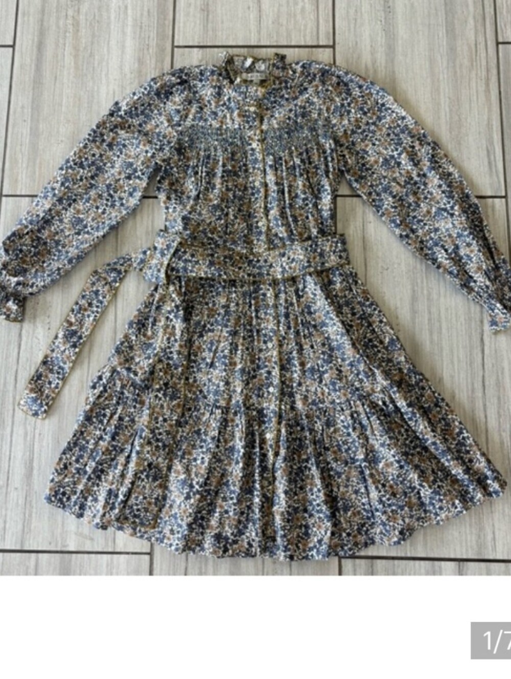 BAYBALA Girls Floral Long-Sleeve Belted Dress - Blue & Brown